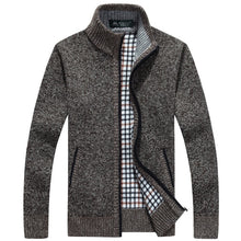 Load image into Gallery viewer, 2019 Autumn Winter Men's SweaterCoat Faux Fur Wool Sweater Jackets Men Zipper Knitted Thick Coat Warm Casual Knitwear M-3XL