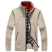 Load image into Gallery viewer, 2019 Autumn Winter Men's SweaterCoat Faux Fur Wool Sweater Jackets Men Zipper Knitted Thick Coat Warm Casual Knitwear M-3XL