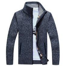 Load image into Gallery viewer, 2019 Autumn Winter Men's SweaterCoat Faux Fur Wool Sweater Jackets Men Zipper Knitted Thick Coat Warm Casual Knitwear M-3XL