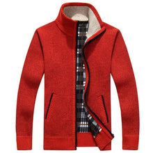 Load image into Gallery viewer, 2019 Autumn Winter Men's SweaterCoat Faux Fur Wool Sweater Jackets Men Zipper Knitted Thick Coat Warm Casual Knitwear M-3XL