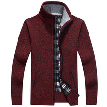 Load image into Gallery viewer, 2019 Autumn Winter Men's SweaterCoat Faux Fur Wool Sweater Jackets Men Zipper Knitted Thick Coat Warm Casual Knitwear M-3XL
