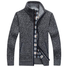 Load image into Gallery viewer, 2019 Autumn Winter Men's SweaterCoat Faux Fur Wool Sweater Jackets Men Zipper Knitted Thick Coat Warm Casual Knitwear M-3XL