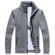 Load image into Gallery viewer, 2019 Autumn Winter Men's SweaterCoat Faux Fur Wool Sweater Jackets Men Zipper Knitted Thick Coat Warm Casual Knitwear M-3XL